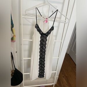 Sheer White Nightie with Black Lace S